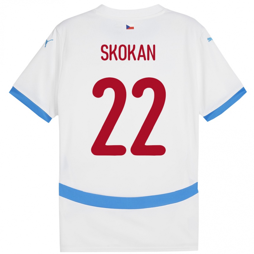 Kids Football Czech Republic Vitek Skokan #22 White Away Jersey 24-26 T-Shirt Nz