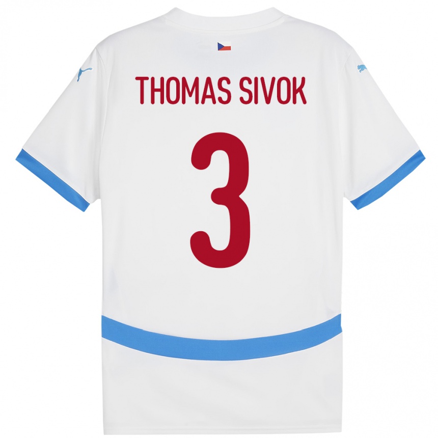 Kids Football Czech Republic Andre Thomas Sivok #3 White Away Jersey 24-26 T-Shirt Nz