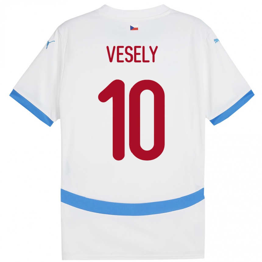 Kids Football Czech Republic David Vesely #10 White Away Jersey 24-26 T-Shirt Nz