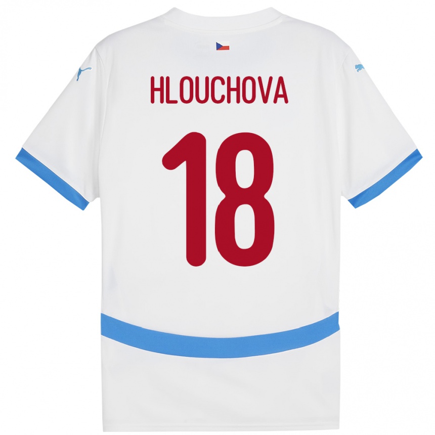 Kids Football Czech Republic Radka Hlouchová #18 White Away Jersey 24-26 T-Shirt Nz