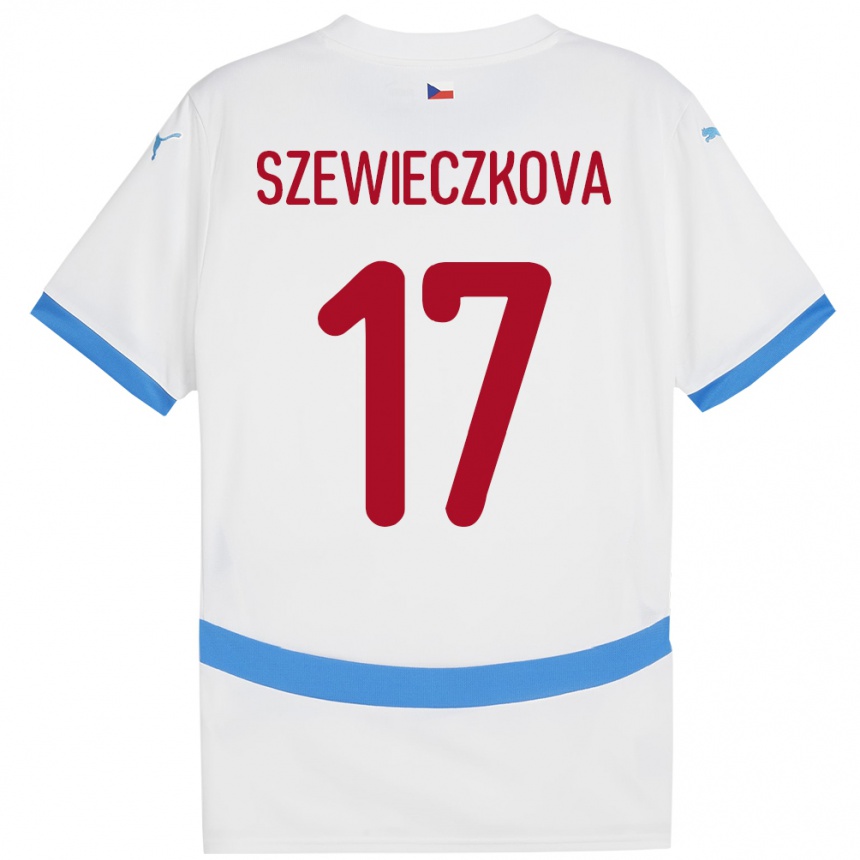 Kids Football Czech Republic Tereza Szewieczková #17 White Away Jersey 24-26 T-Shirt Nz