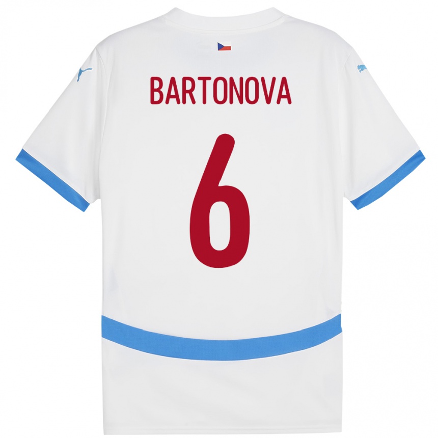 Kids Football Czech Republic Eva Bartoňová #6 White Away Jersey 24-26 T-Shirt Nz