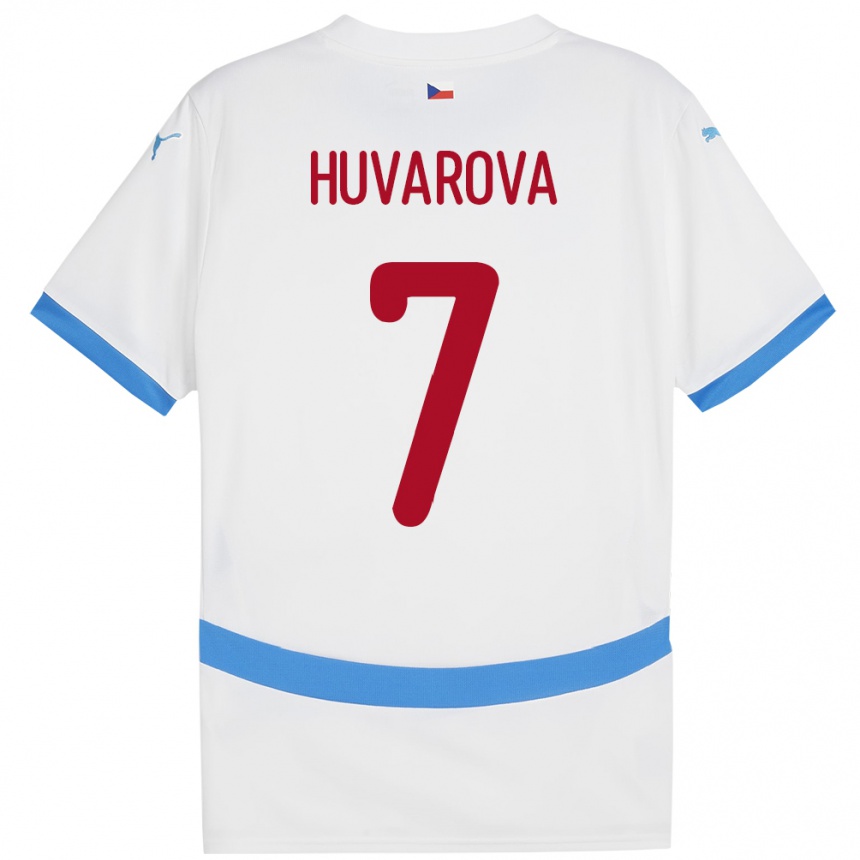 Kids Football Czech Republic Dominika Huvarová #7 White Away Jersey 24-26 T-Shirt Nz