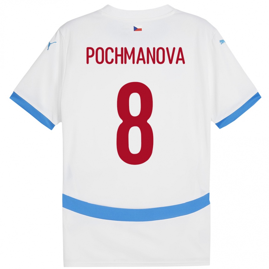 Kids Football Czech Republic Aneta Pochmanová #8 White Away Jersey 24-26 T-Shirt Nz