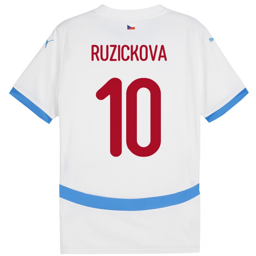 Kids Football Czech Republic Kristýna Růžičková #10 White Away Jersey 24-26 T-Shirt Nz