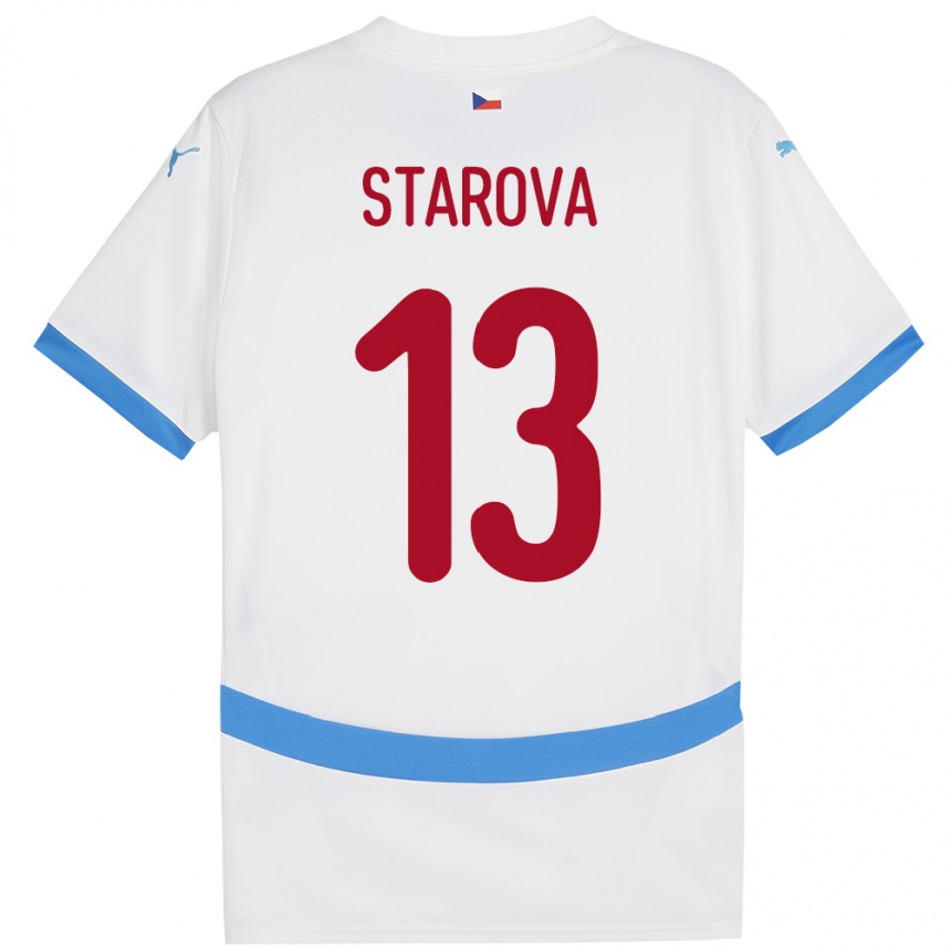 Kids Football Czech Republic Antonie Stárová #13 White Away Jersey 24-26 T-Shirt Nz