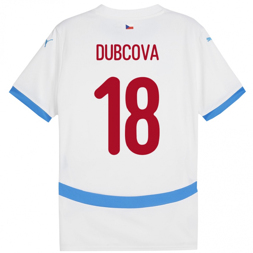 Kids Football Czech Republic Kamila Dubcová #18 White Away Jersey 24-26 T-Shirt Nz