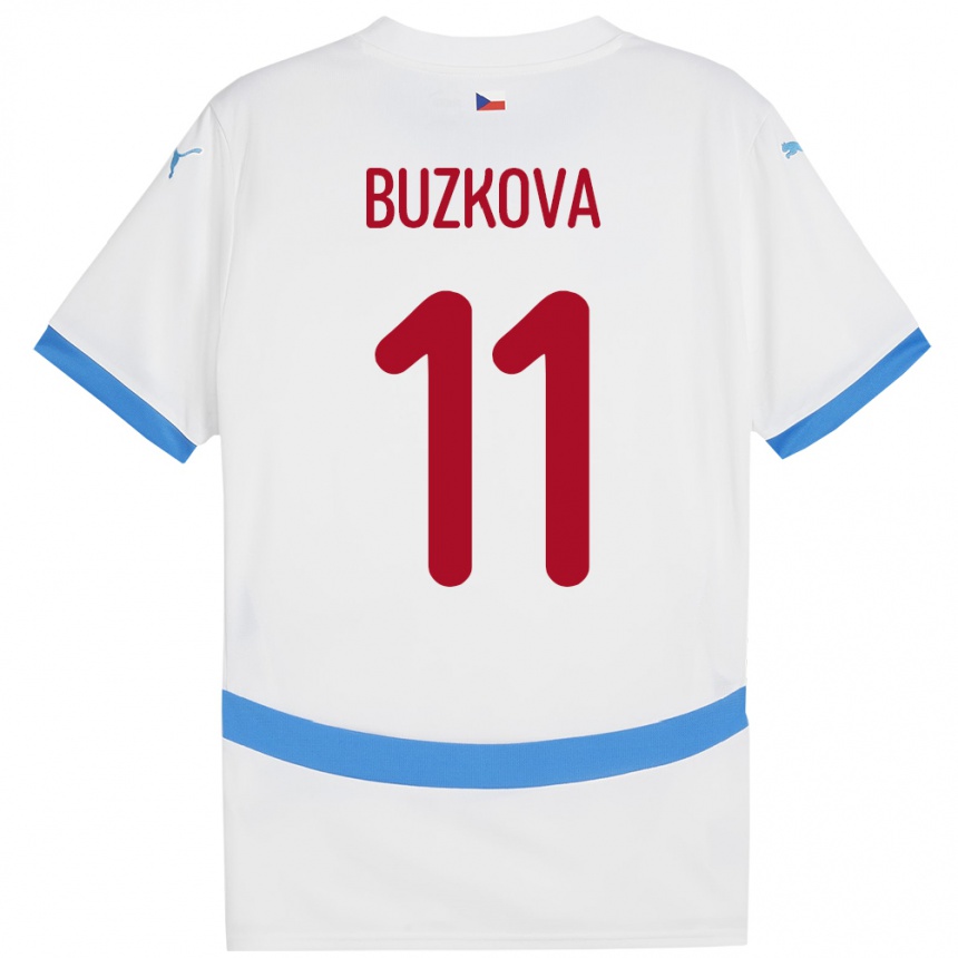 Kids Football Czech Republic Kateřina Bužková #11 White Away Jersey 24-26 T-Shirt Nz