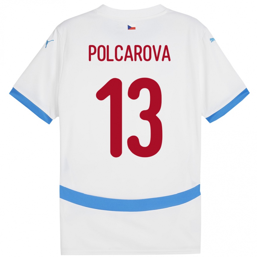 Kids Football Czech Republic Barbora Polcarová #13 White Away Jersey 24-26 T-Shirt Nz