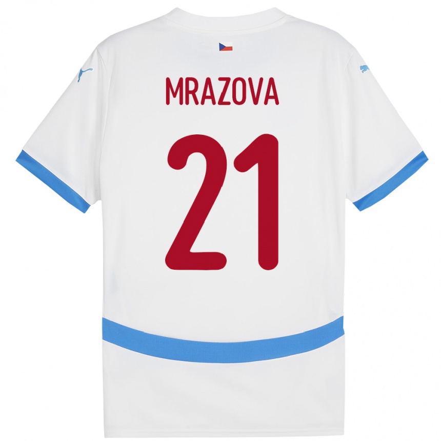 Kids Football Czech Republic Miroslava Mrázová #21 White Away Jersey 24-26 T-Shirt Nz