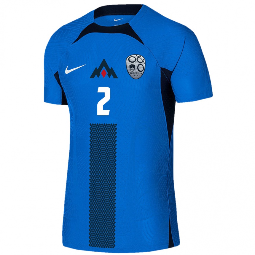 Kids Football Slovenia Zan Mesko #2 Blue Away Jersey 24-26 T-Shirt Nz