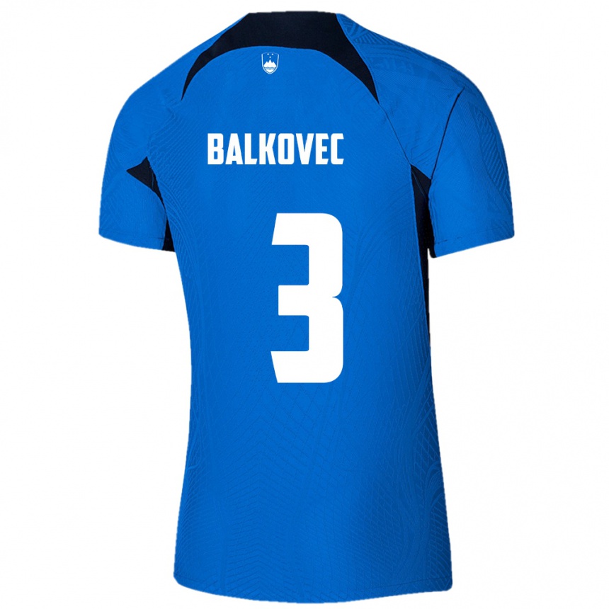 Kids Football Slovenia Jure Balkovec #3 Blue Away Jersey 24-26 T-Shirt Nz