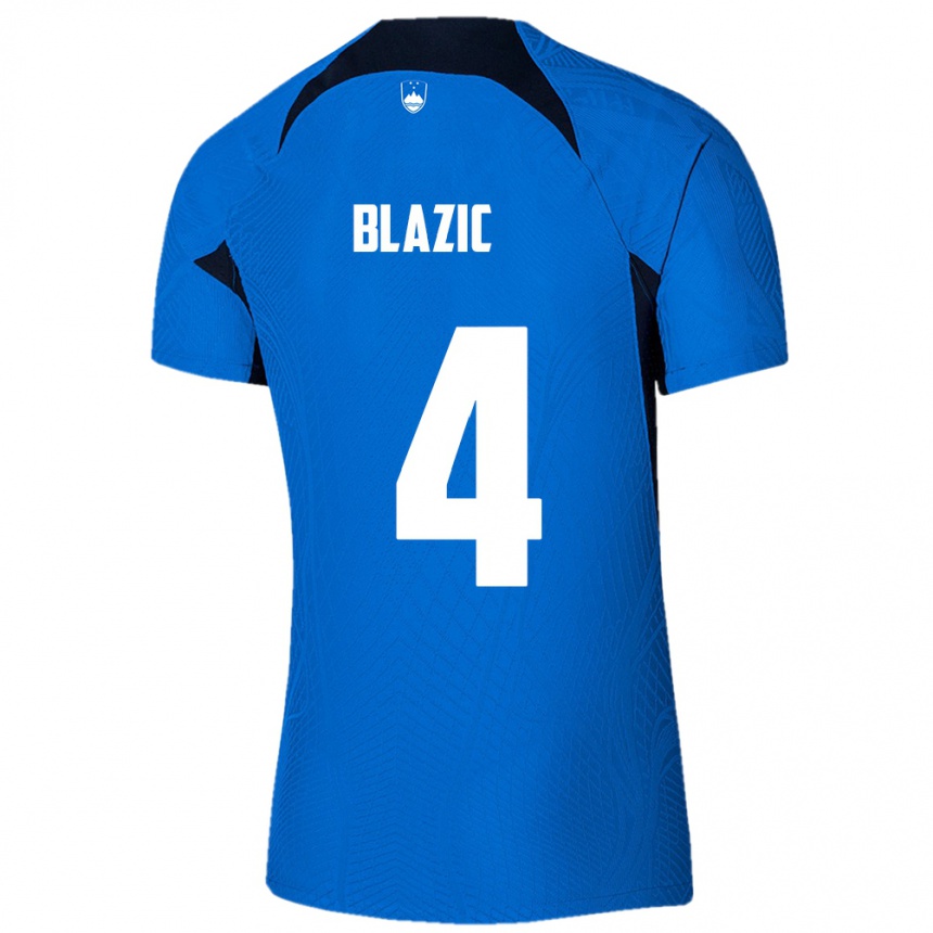 Kids Football Slovenia Miha Blazic #4 Blue Away Jersey 24-26 T-Shirt Nz