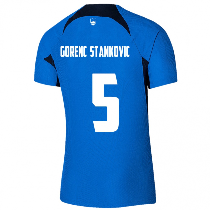 Kids Football Slovenia Jon Gorenc Stankovic #5 Blue Away Jersey 24-26 T-Shirt Nz