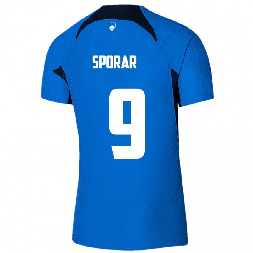 Kids Football Slovenia Andraz Sporar #9 Blue Away Jersey 24-26 T-Shirt Nz