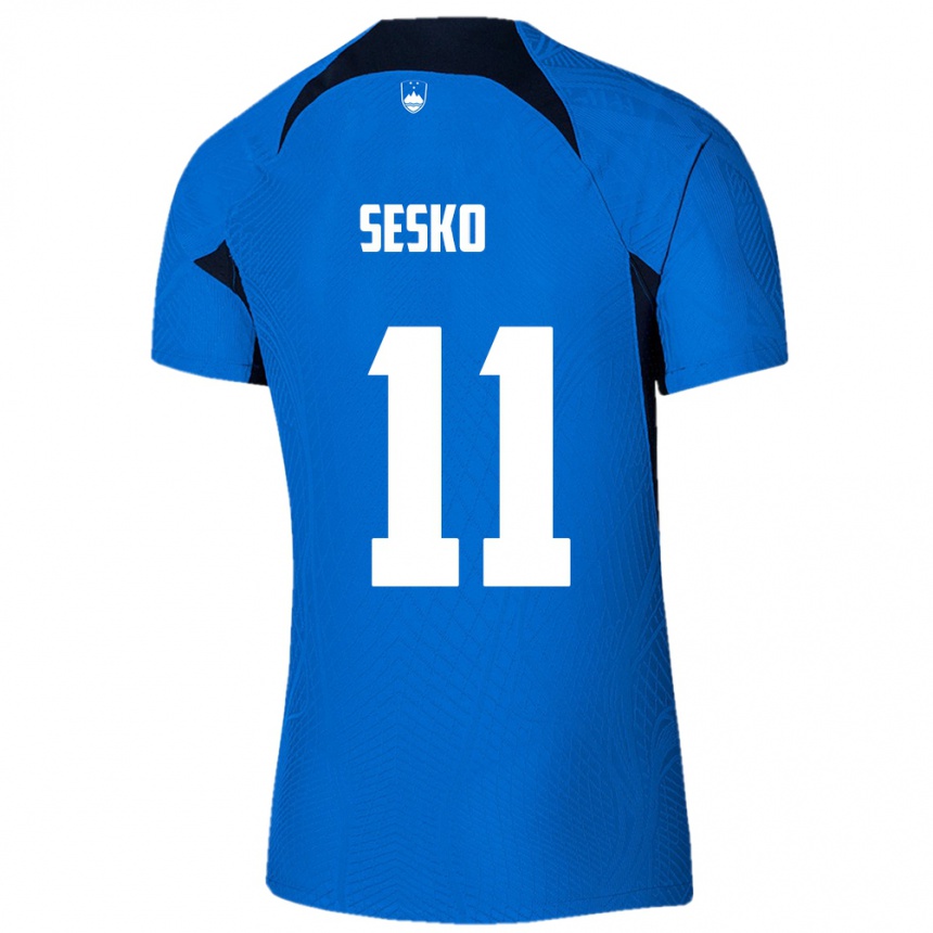 Kids Football Slovenia Benjamin Sesko #11 Blue Away Jersey 24-26 T-Shirt Nz