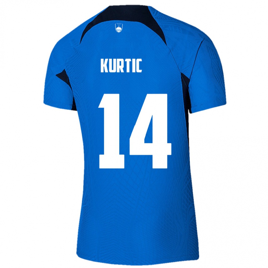 Kids Football Slovenia Jasmin Kurtic #14 Blue Away Jersey 24-26 T-Shirt Nz