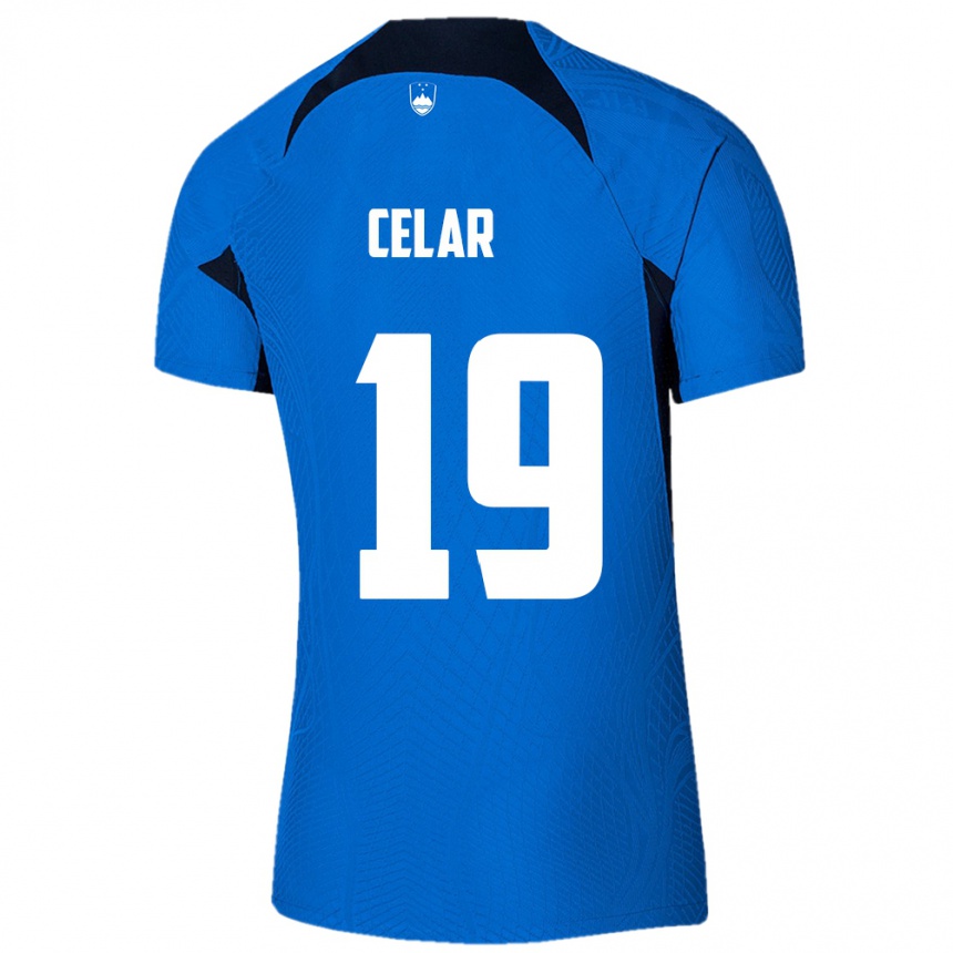 Kids Football Slovenia Zan Celar #19 Blue Away Jersey 24-26 T-Shirt Nz