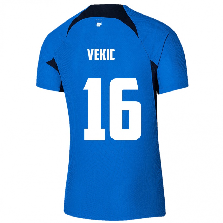 Kids Football Slovenia Igor Vekic #16 Blue Away Jersey 24-26 T-Shirt Nz