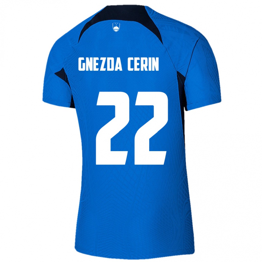 Kids Football Slovenia Adam Gnezda Cerin #22 Blue Away Jersey 24-26 T-Shirt Nz