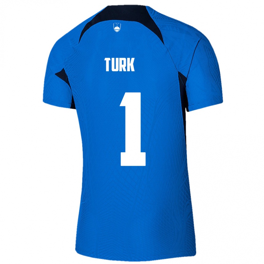 Kids Football Slovenia Martin Turk #1 Blue Away Jersey 24-26 T-Shirt Nz