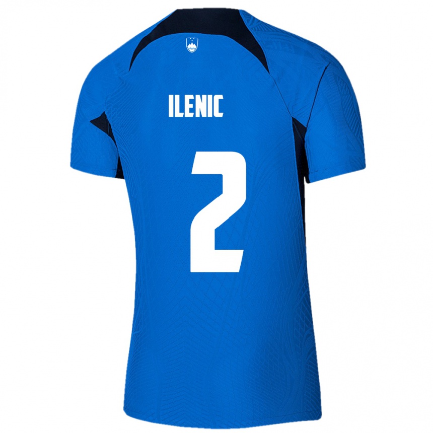 Kids Football Slovenia Mitja Ilenic #2 Blue Away Jersey 24-26 T-Shirt Nz