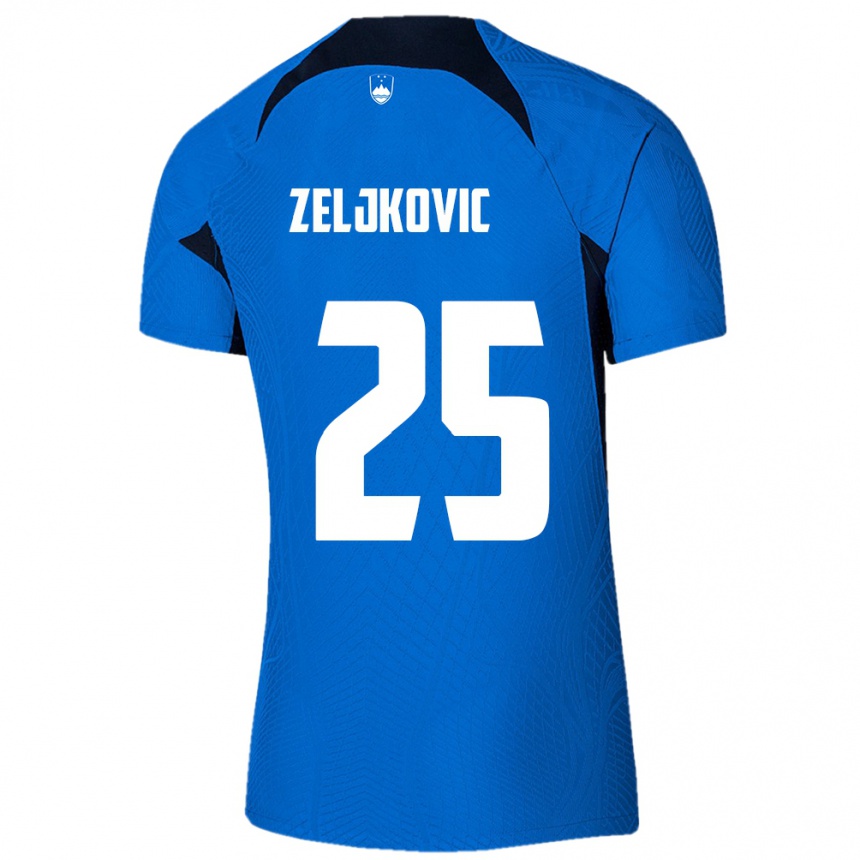 Kids Football Slovenia Adrian Zeljkovic #25 Blue Away Jersey 24-26 T-Shirt Nz