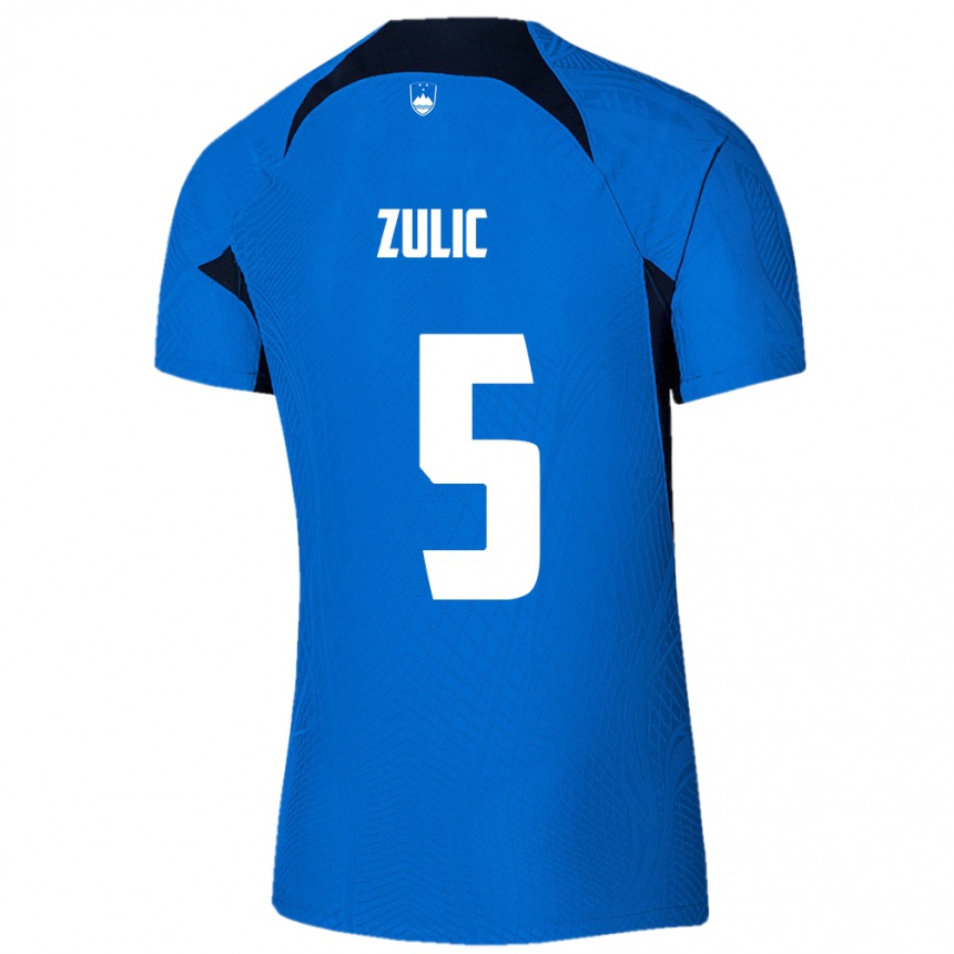 Kids Football Slovenia Anel Zulic #5 Blue Away Jersey 24-26 T-Shirt Nz