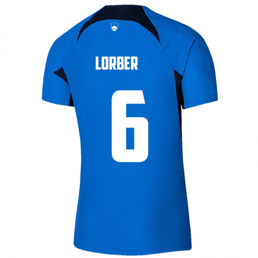 Kids Football Slovenia Marcel Lorber #6 Blue Away Jersey 24-26 T-Shirt Nz