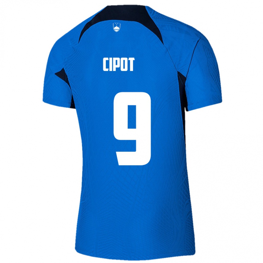 Kids Football Slovenia Tio Cipot #9 Blue Away Jersey 24-26 T-Shirt Nz