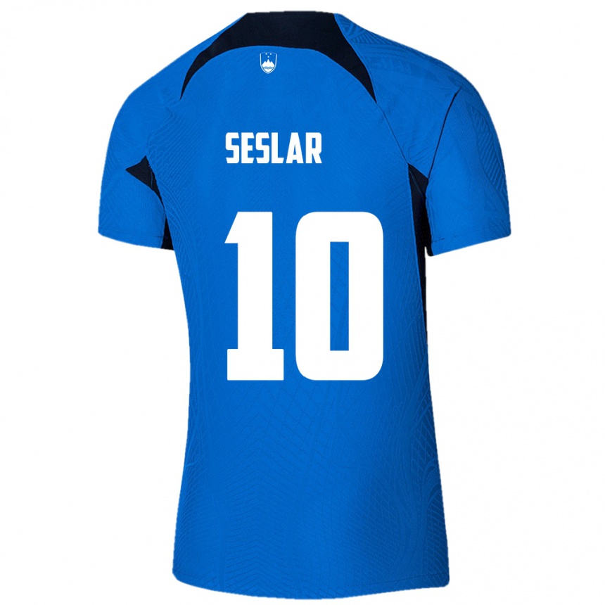 Kids Football Slovenia Svit Seslar #10 Blue Away Jersey 24-26 T-Shirt Nz