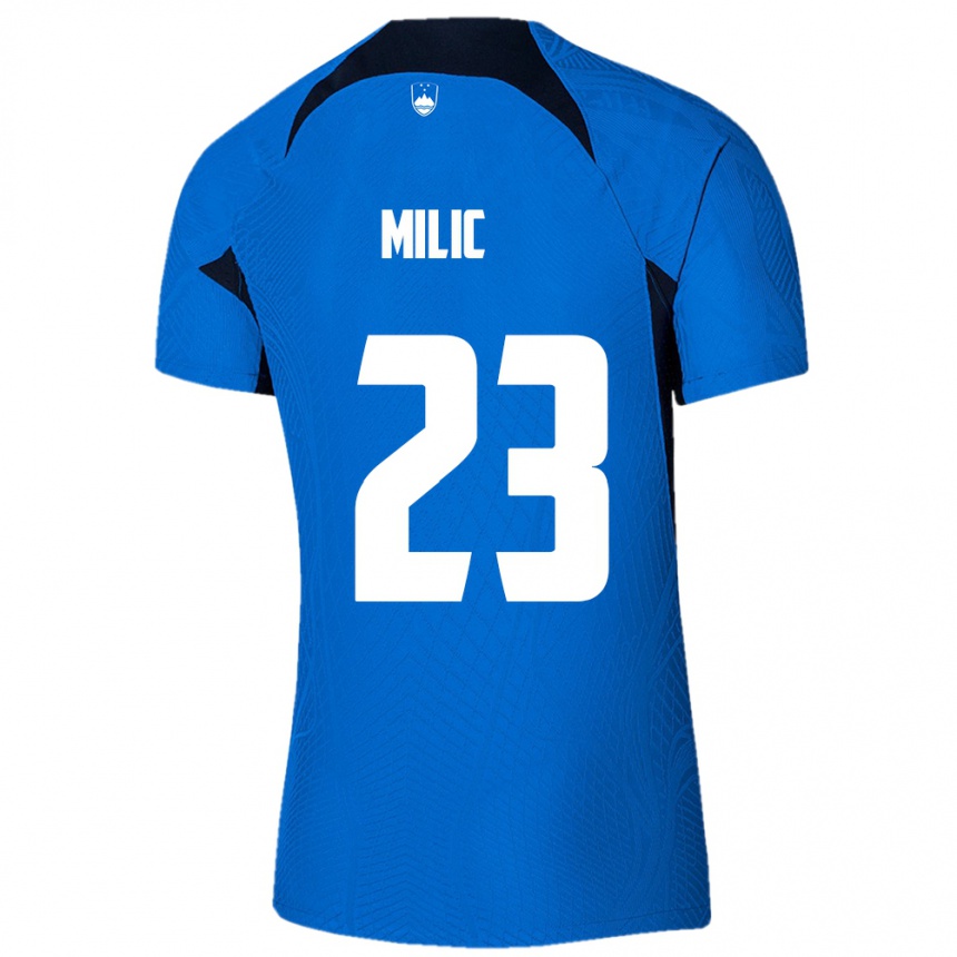 Kids Football Slovenia Nino Milic #23 Blue Away Jersey 24-26 T-Shirt Nz