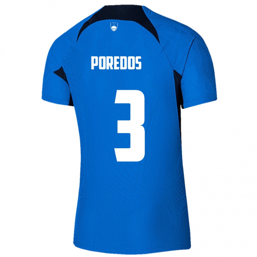 Kids Football Slovenia Luka Poredos #3 Blue Away Jersey 24-26 T-Shirt Nz