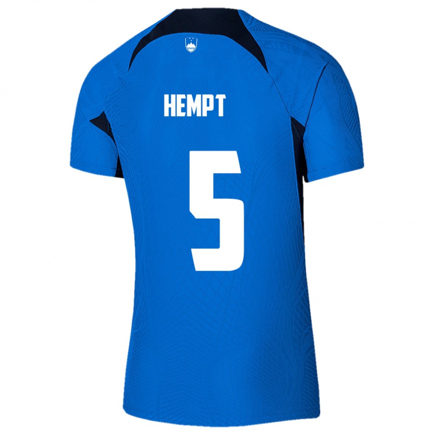 Kids Football Slovenia Lukas Hempt #5 Blue Away Jersey 24-26 T-Shirt Nz