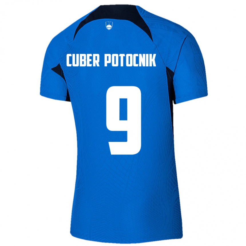 Kids Football Slovenia Jaka Cuber Potocnik #9 Blue Away Jersey 24-26 T-Shirt Nz