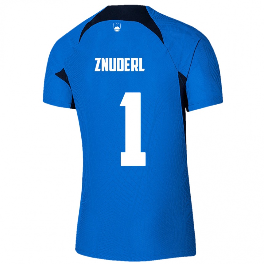 Kids Football Slovenia Tai Znuderl #1 Blue Away Jersey 24-26 T-Shirt Nz