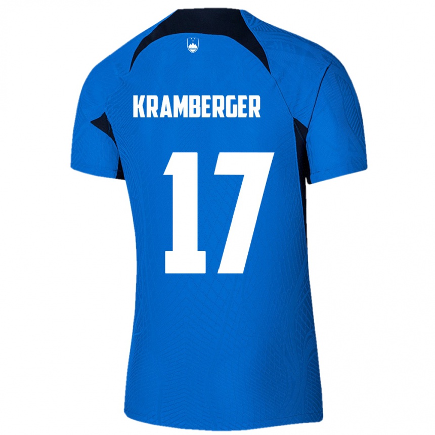 Kids Football Slovenia Enej Kramberger #17 Blue Away Jersey 24-26 T-Shirt Nz