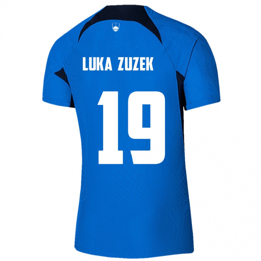 Kids Football Slovenia Zan Luka Zuzek #19 Blue Away Jersey 24-26 T-Shirt Nz