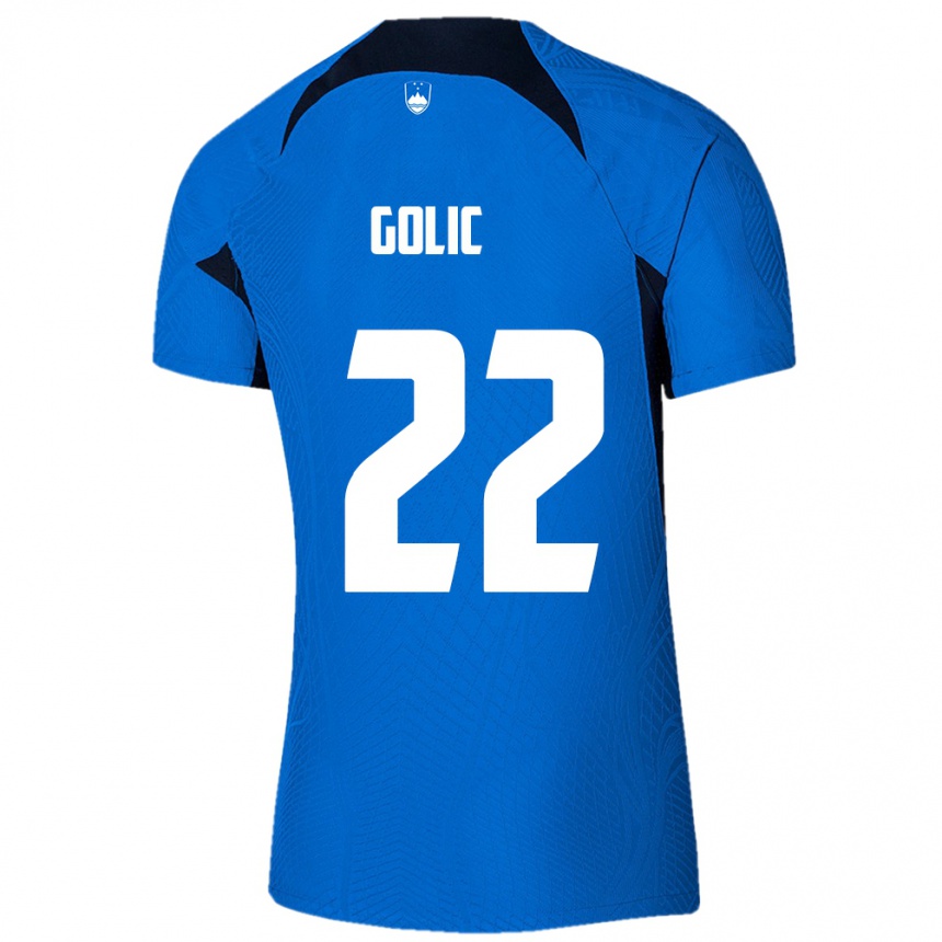 Kids Football Slovenia Tilen Golic #22 Blue Away Jersey 24-26 T-Shirt Nz