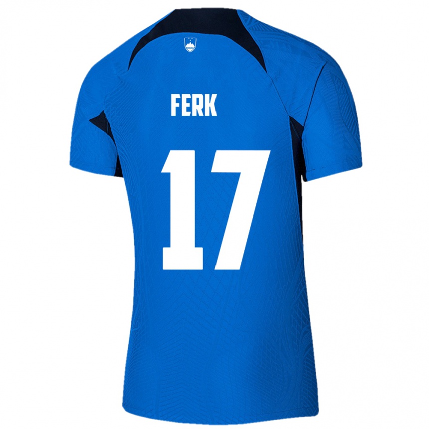 Kids Football Slovenia Matic Ferk #17 Blue Away Jersey 24-26 T-Shirt Nz