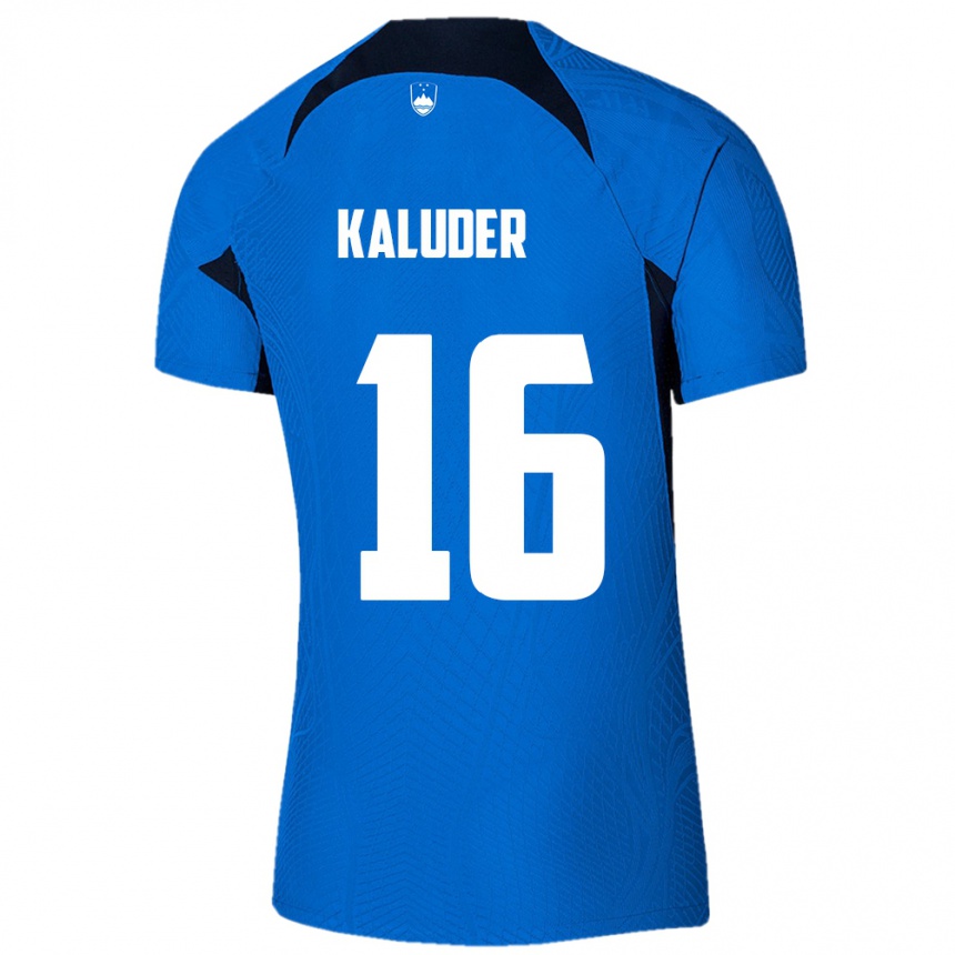 Kids Football Slovenia Grega Kaluder #16 Blue Away Jersey 24-26 T-Shirt Nz