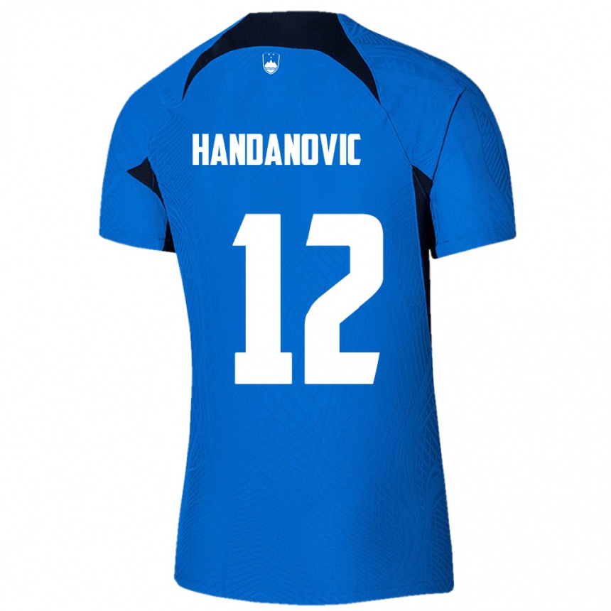 Kids Football Slovenia Tanej Handanovic #12 Blue Away Jersey 24-26 T-Shirt Nz