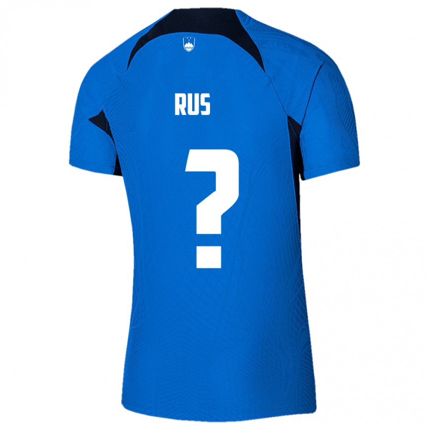 Kids Football Slovenia Luka Rus #0 Blue Away Jersey 24-26 T-Shirt Nz