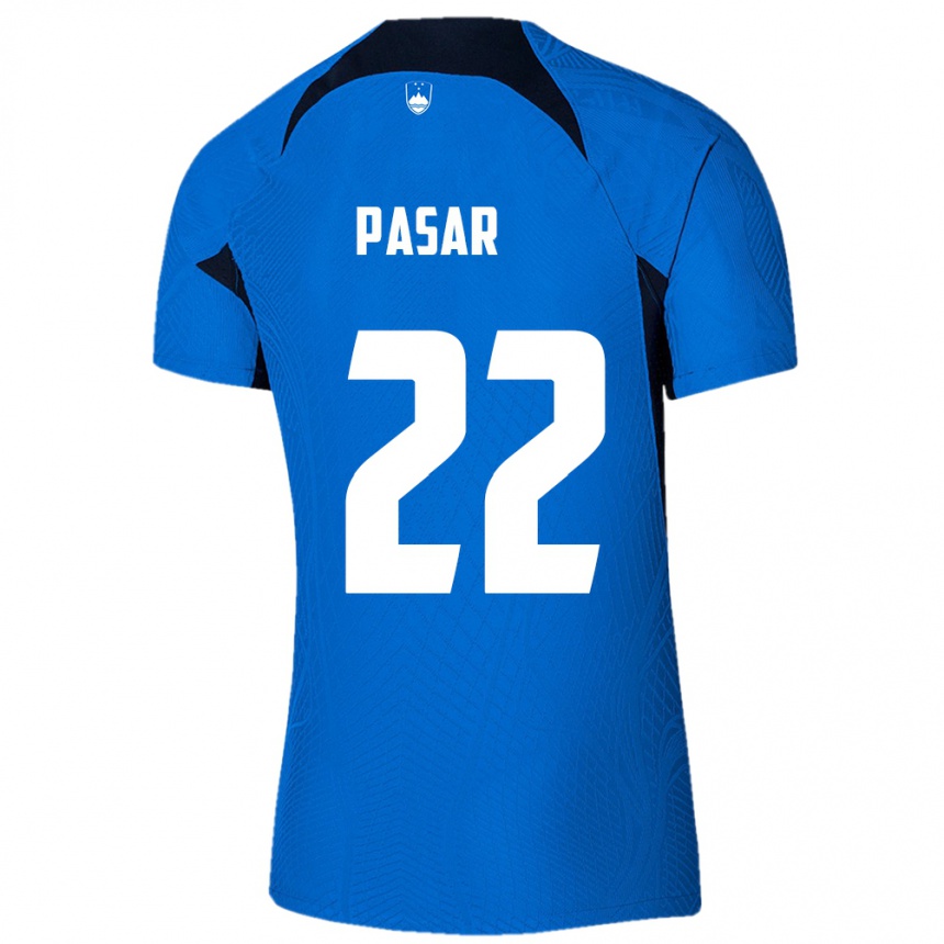 Kids Football Slovenia Melania Pasar #22 Blue Away Jersey 24-26 T-Shirt Nz