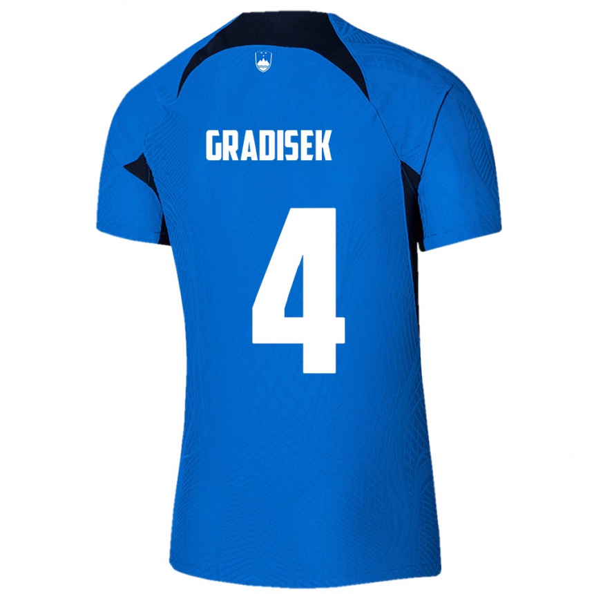 Kids Football Slovenia Sara Gradišek #4 Blue Away Jersey 24-26 T-Shirt Nz