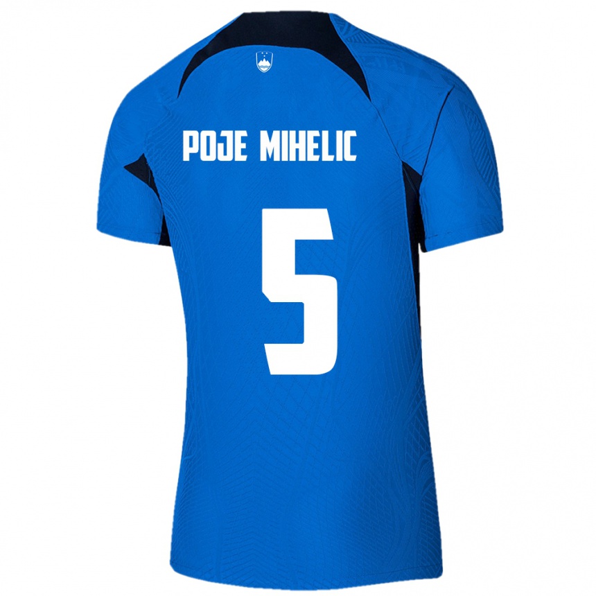 Kids Football Slovenia Naja Poje Mihelič #5 Blue Away Jersey 24-26 T-Shirt Nz