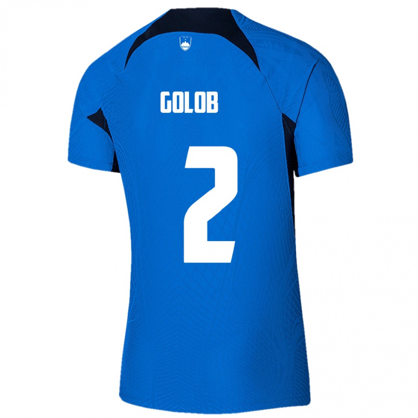 Kids Football Slovenia Lana Golob #2 Blue Away Jersey 24-26 T-Shirt Nz