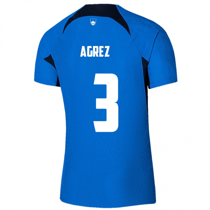 Kids Football Slovenia Sara Agrež #3 Blue Away Jersey 24-26 T-Shirt Nz