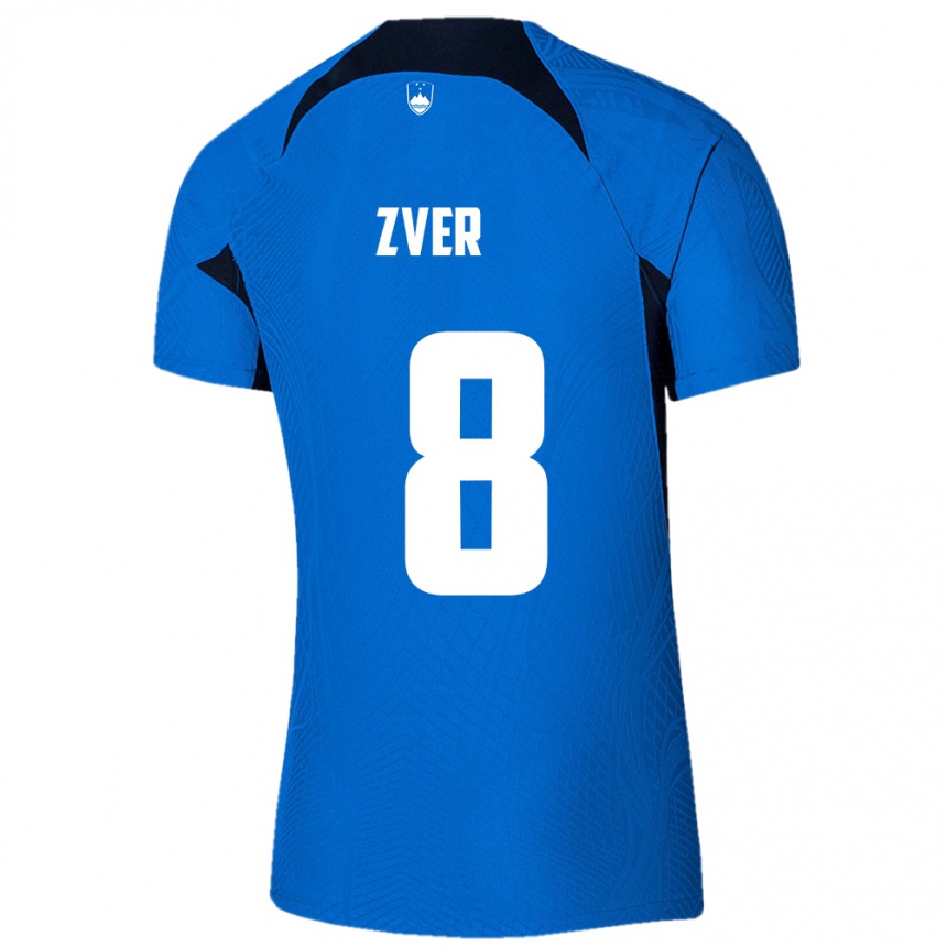 Kids Football Slovenia Mateja Zver #8 Blue Away Jersey 24-26 T-Shirt Nz