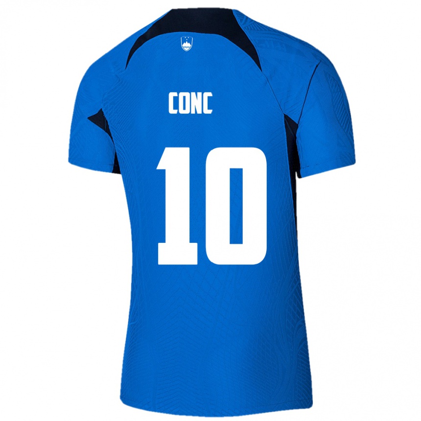 Kids Football Slovenia Dominika Čonč #10 Blue Away Jersey 24-26 T-Shirt Nz